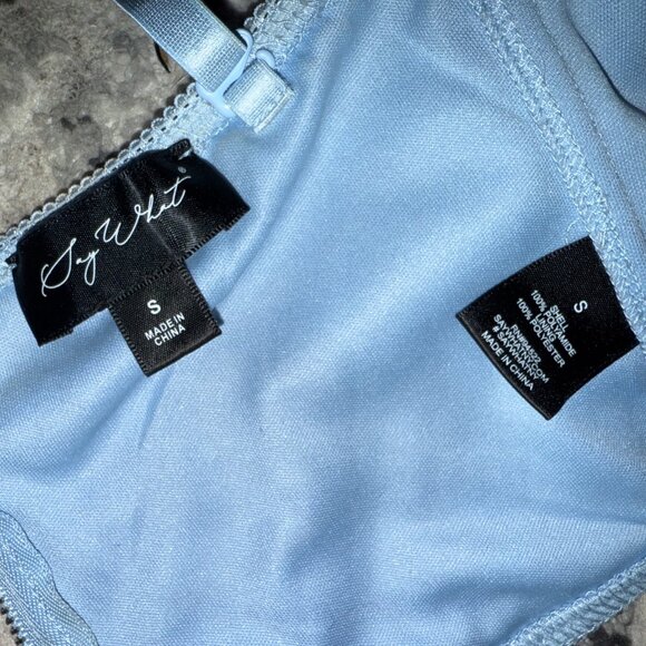 Say What Light Blue Pastel Lace Corset Crop Top Women Size Small - Picture 7 of 11